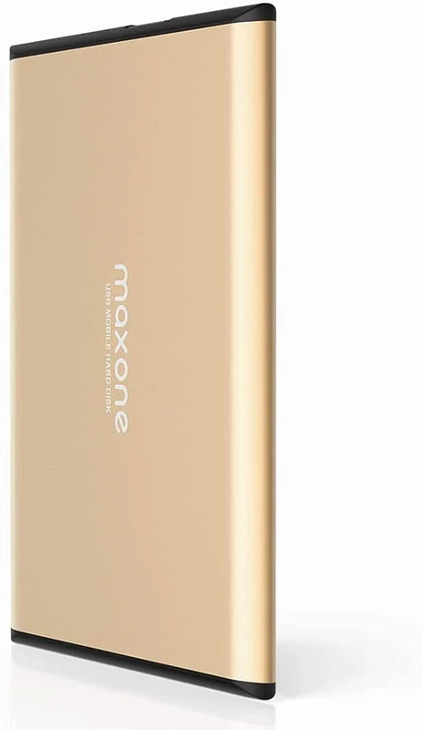 Maxone Portable External Hard Drive 500GB USB 3.0 Storage Backup 2.5" Ultra Slim Aluminum HDD for PC/Desktop/Laptop/TV/Chromebook/Windows - Gold