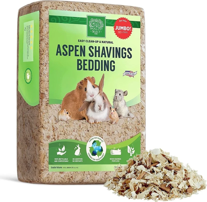 SMALL PET SELECT Aspen Bedding 141L, Litter for Rabbit, Guinea Pig, Hamster, Bunny and other Small Animals, Real Wood Shavings, 141L