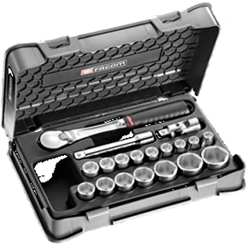 FACOM SL.161-2P6 Series SL.161 1/2" Metric 6-Point Socket Set, 19-Piece