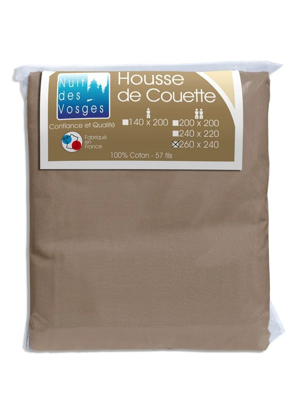 Nuit des Vosges Cotoval - Plain Cotton Duvet Cover, Cotton, Canelle, 240x260