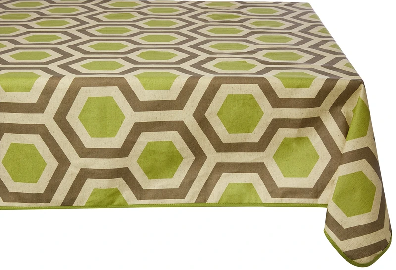 GIRONES Hexagon Beechnut & Walnut Tablecloth 140 x 140 cm