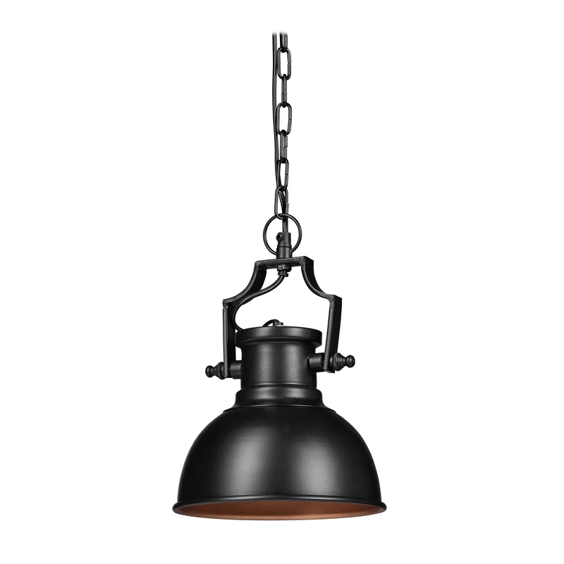 Relaxdays Industrial-Style Pendant Light, Retro-Shabby Look, Decor for Dining Room, LED, Hanging Lamp, D=21cm, Black, Iron, 40 W