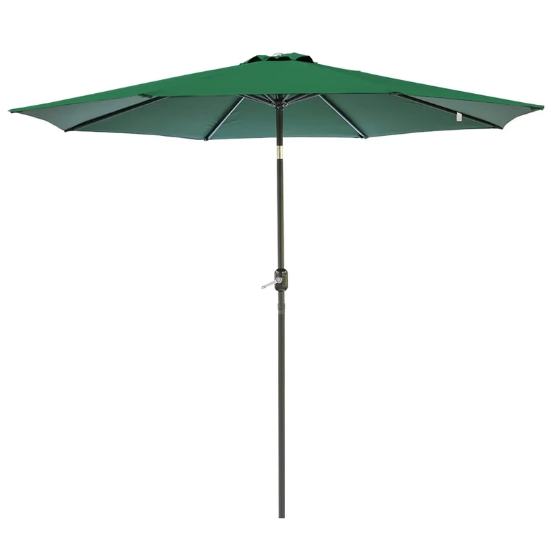 Green Bay 3m Round Parasol 8 Metal Ribs Construction Garden Furniture Parasol Outdoor Umbrella With Winding Crank & Tilt Function (Green)