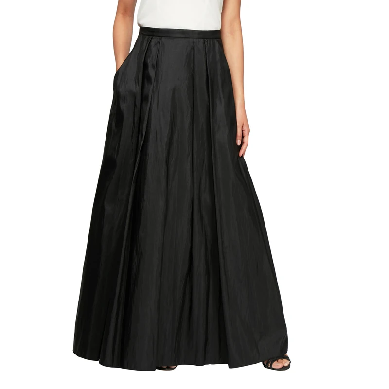 Alex Evenings Women's Long Ballgown Skirt Special Occasion Dress, Black Taffeta, Large