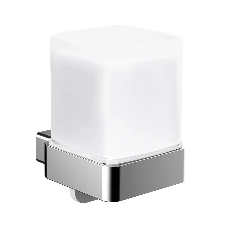 Emco LOFT Wall Mounted Soap Dispenser, Metal and Crystal Glass, Liquid Soap Dispenser with Bottom Actuation, Chrome and Satin Finish
