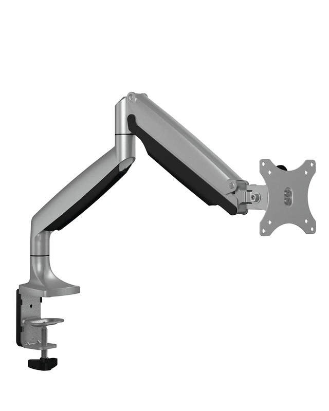 ICY BOX Monitor Mount for 1 Monitor up to 32 Inches (up to 9 kg, VESA 75 x 75/100 x 100), 2 Mounting Options, Swivel and Tilt, Cable Management, Ergonomic, Silver