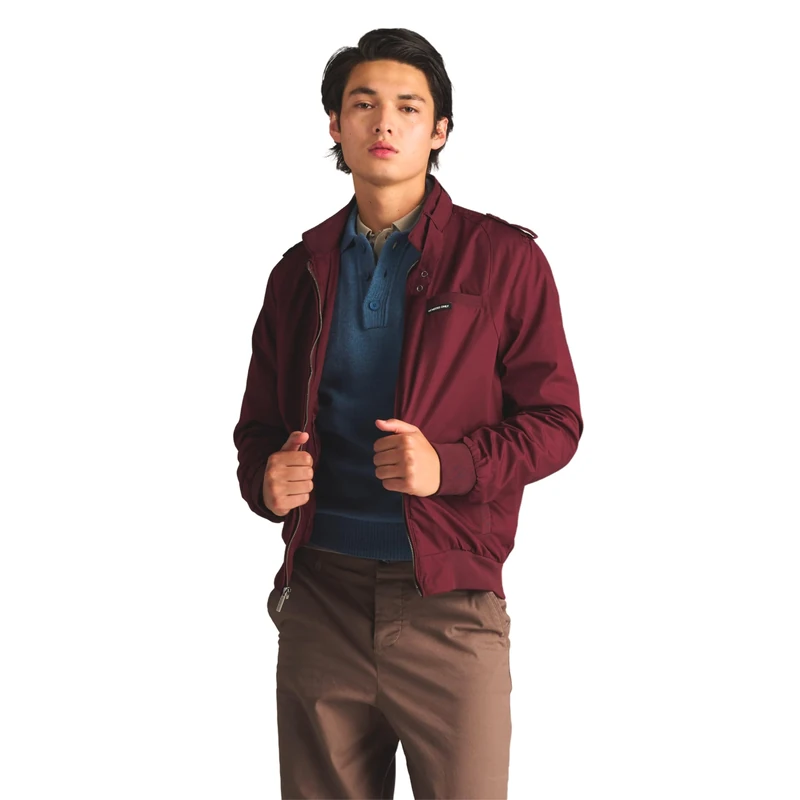 Members Only Men's Original Iconic Racer Jacket Cotton Lightweight, Burgundy, Medium