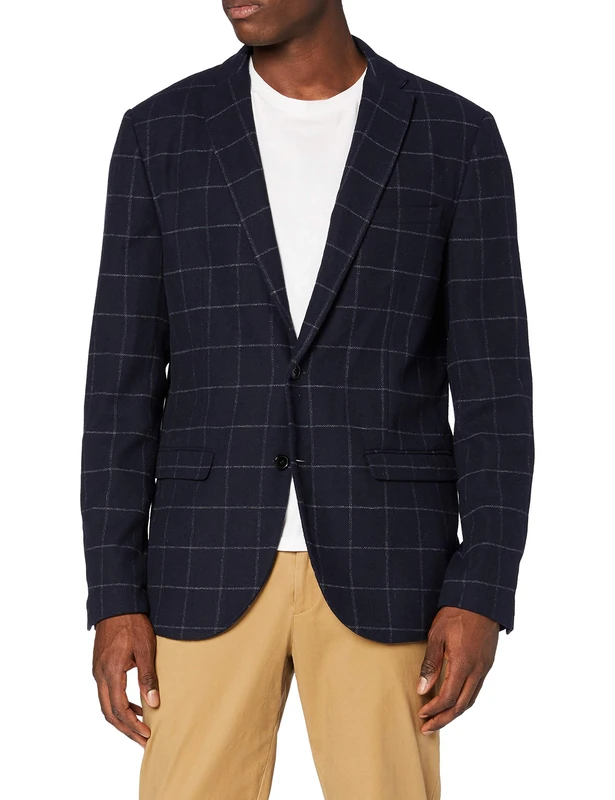 SELECTED HOMME Men's Shdone-mylodent3 Dk Chk BLZ STS Blazer, Blue (Dark Blue), 36R