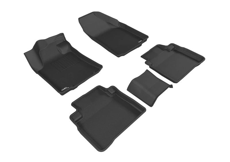 3D MAXpider Complete Set Custom Fit All-Weather Floor Mat for Select Nissan Maxima Models - Kagu Rubber (Black)