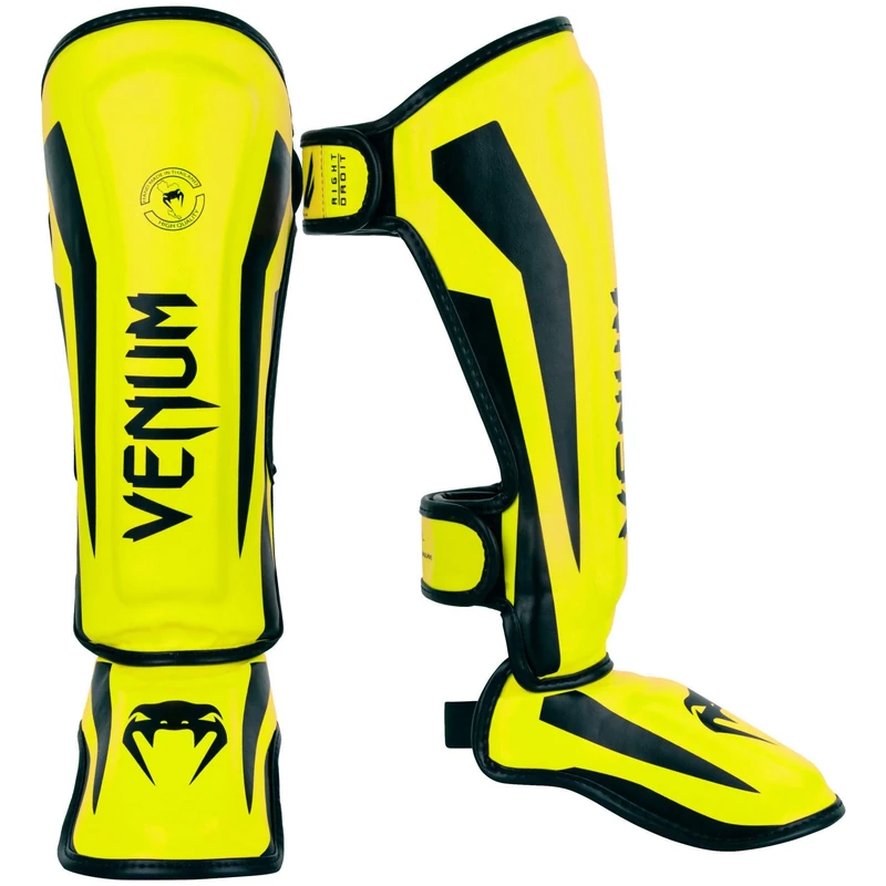 Venum, Elite Shin Guards Kids, Unisex Kids, L, Neo Yellow