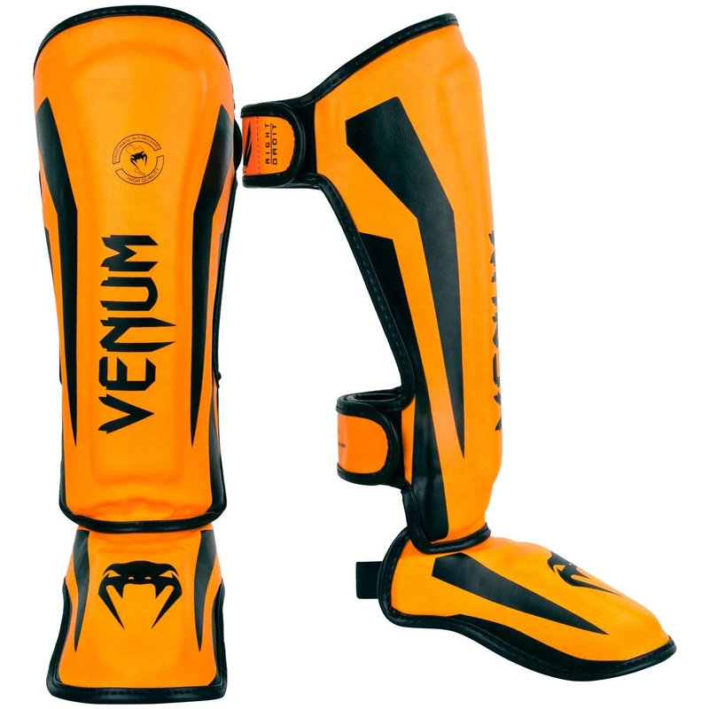 Venum, Elite Shin Guards Kids, Unisex Kids, L, Neo Orange
