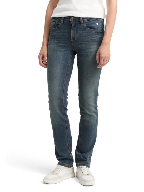 TOM TAILOR Women's 20622022 Alexa Straight Jeans, 10281 - Mid Stone Wash Denim (New), 33W / 32L