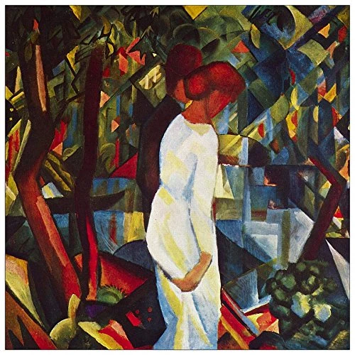 ArtPlaza Macke August-Couple in the forest Decorative Panel, Wood, Multi-Colour, 50 x 1.8 x 50 cm