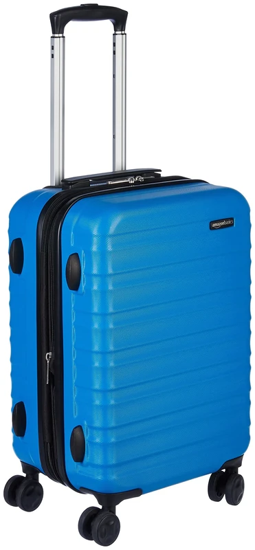 Amazon Basics Hardside Expandable Carry-on - ABS Travel Luggage with 4 Double Spinner Wheels - Scratch Resistant and Lightweight Construction - 37.5 x 25.5 x 55cm - Light Blue