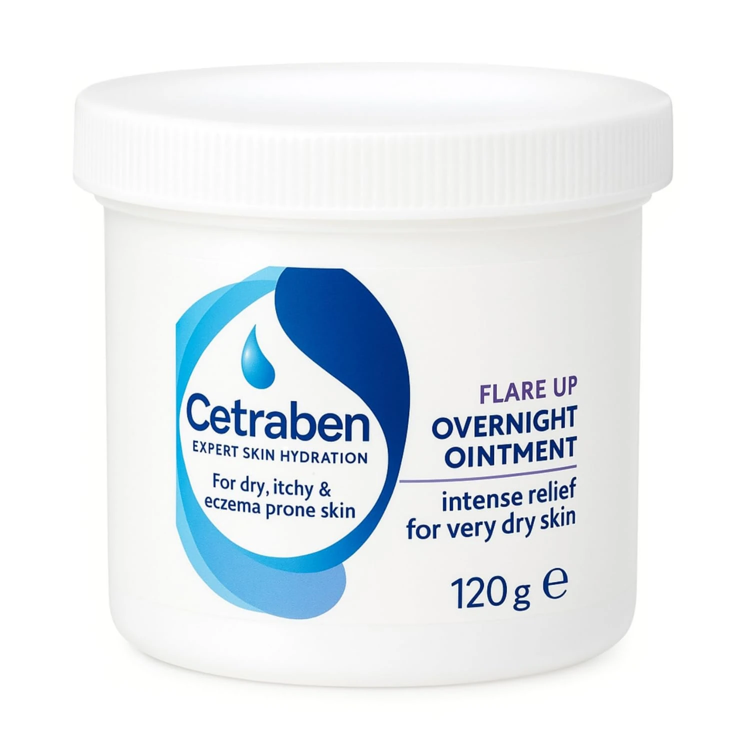 Cetraben Flare Up Overnight Ointment, Relieves Dry, Itchy & Eczema-Prone Skin, Rich Formulation for Intense Hydration, Protects Skin from Irritants, For Overnight Use, Fragrance Free, 1 x 120g