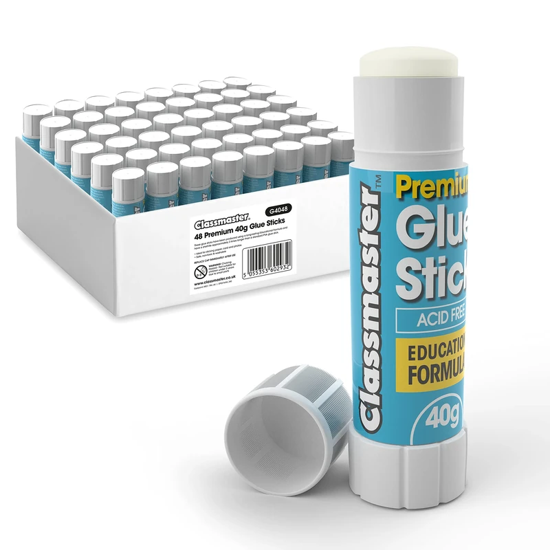 Classmaster G4048 Premium Glue Sticks -40g Tubes of Adhesives for Arts, Crafts, School and Office (Pack of 48)