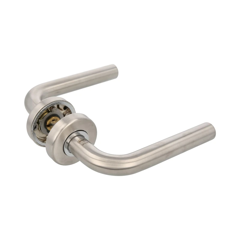Amig - Door Handle Set with Rosette | Model 4E | Stainless Steel 18/8 | Diameter 53 mm | Square Pin 8 mm | Matt Silver