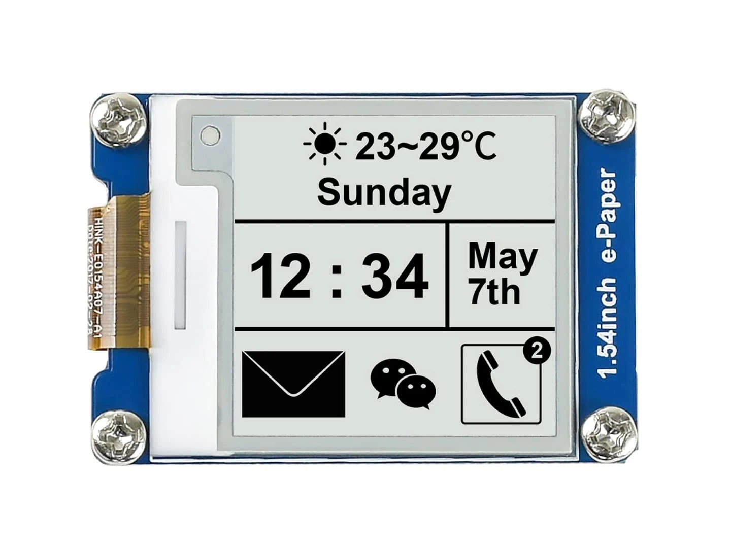 Waveshare 1.54 Inch E-Paper Display Panel Module V2 Kit 3.3v/5v 200x200 resolution E-ink Electronic Screen Partial refresh for Raspberry Pi/Jetson Nano/Arduino/STM32 with SPI Interface