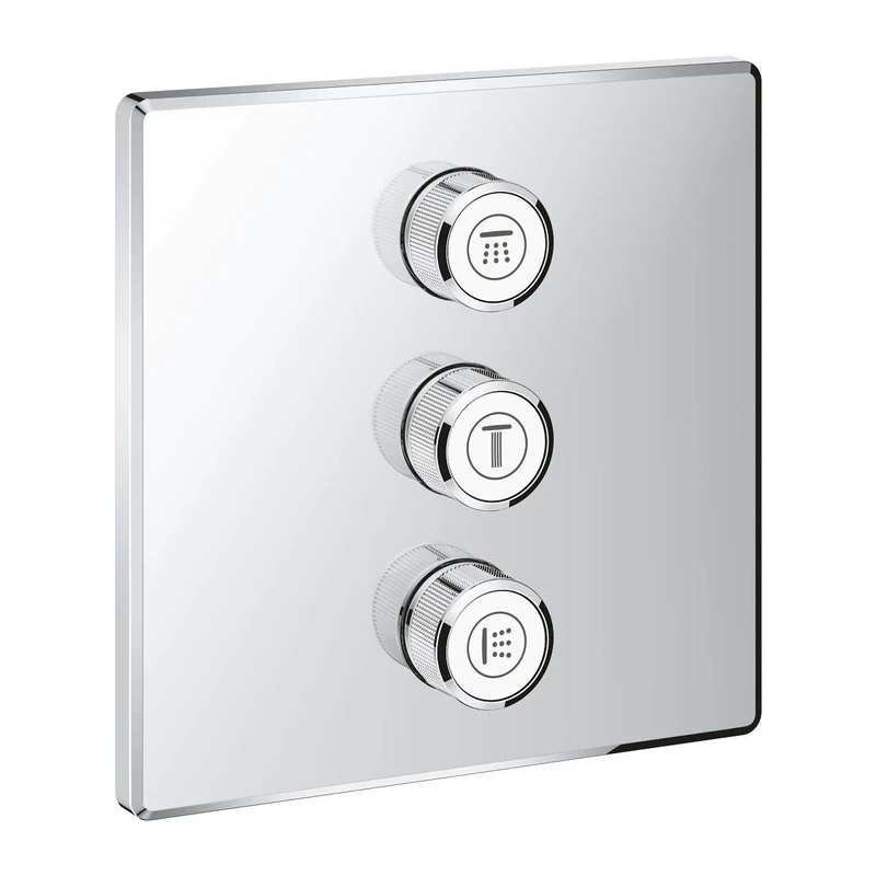 GROHE Grohtherm Smartcontrol Triple Volume Control Trim Set for Concealed Installation, with Three Valves Square Shape, Chrome Finish, Made In Germany By GROHE 29127000
