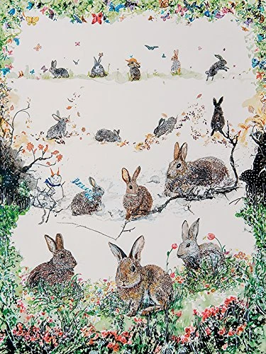The Art Group "A Rabbit For All Seasons Kathryn McGovern Canvas Print, Multi-Colour, 60 x 80 x 1.3 cm