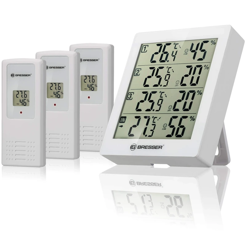 BRESSER Thermo hygrometer, white, 10.5 x 2.5 x 12 cm