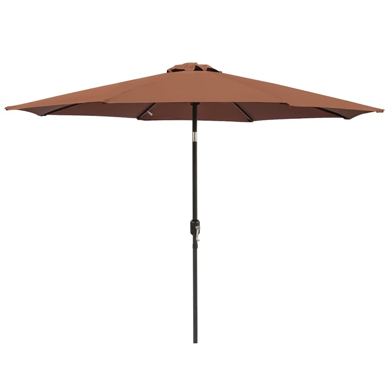 Greenbay 3m Round Parasol 8 Metal Ribs Construction Garden Furniture Parasol Outdoor Umbrella With Winding Crank & Tilt Function (Coffee)