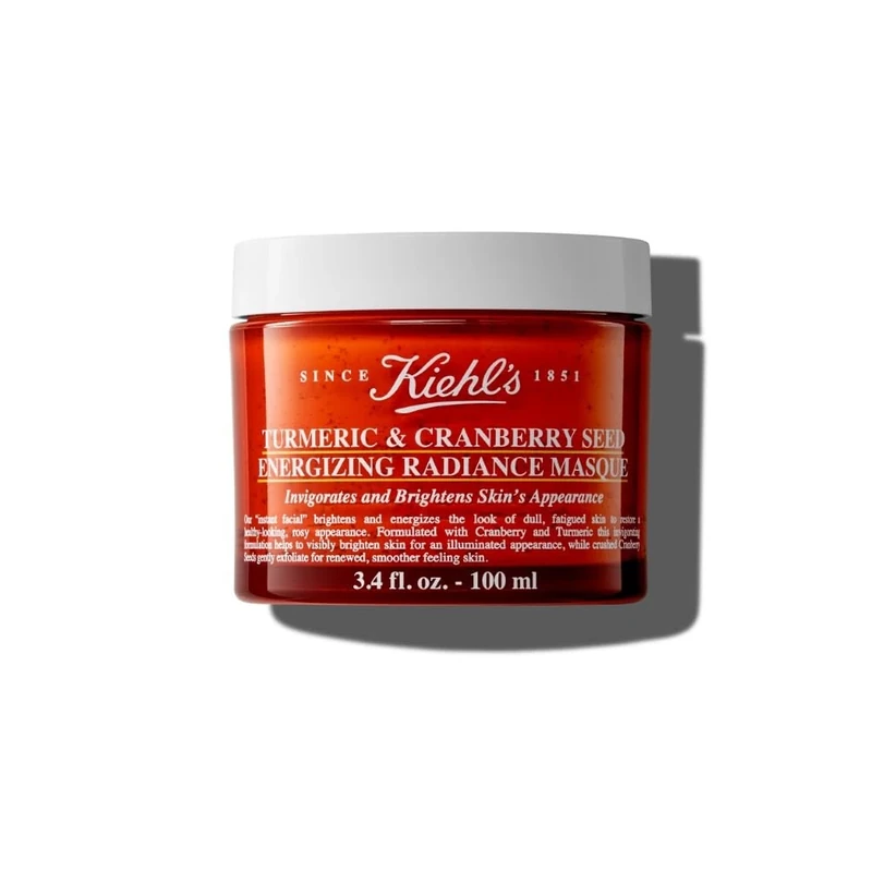 Kiehl's Turmeric & Cranberry Seed Energizing Radiance Face Mask, Brightening Facial Mask, Gently Exfoliates, All Skin Types, 100Ml