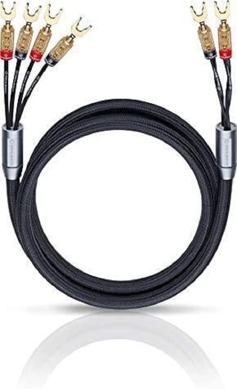 Oehlbach XXL Fusion Four High-End Bi-Wiring Speaker Cable Stereo Set with Cable Lug Connector Made in Germany 2 x 4.5 m Black