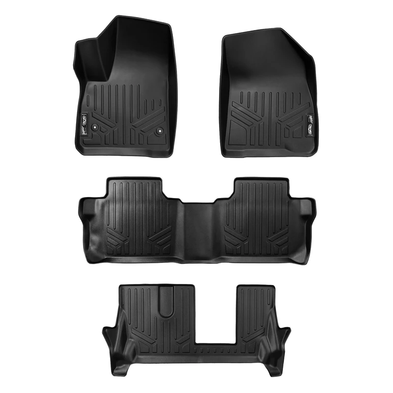 MAXLINER Floor Mats 3 Row Liner Set for 2017-2018 GMC Acadia with 2nd Row Bench Seat