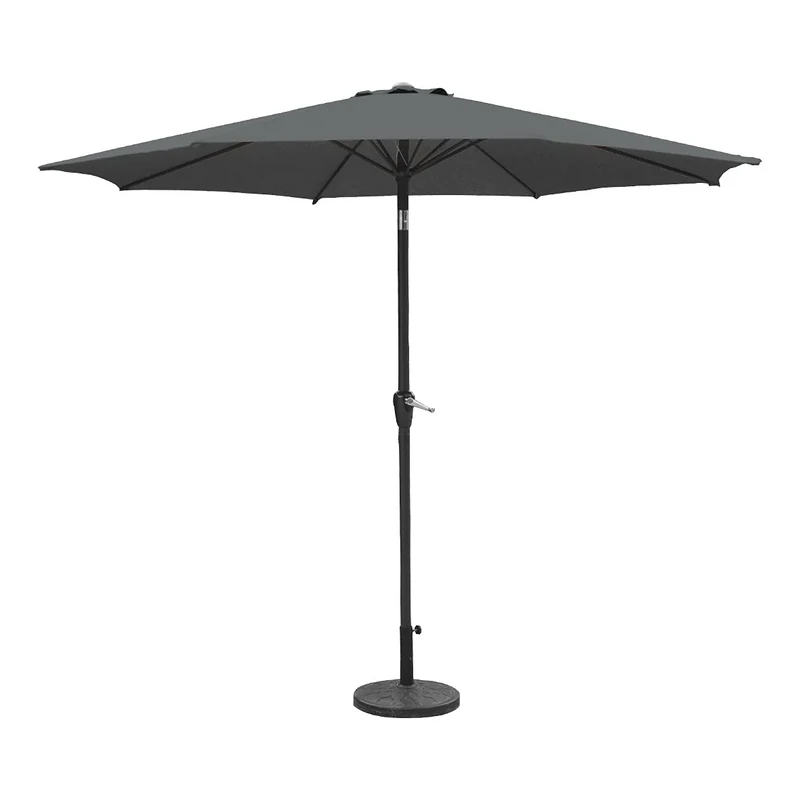 GardenKraft 14620 2.7m Outdoor Garden Parasol/Tilt & Crank Mechanism / 6 Steel Ribs/UV 30 Protection/Durable Polyester Material/Charcoal Colour