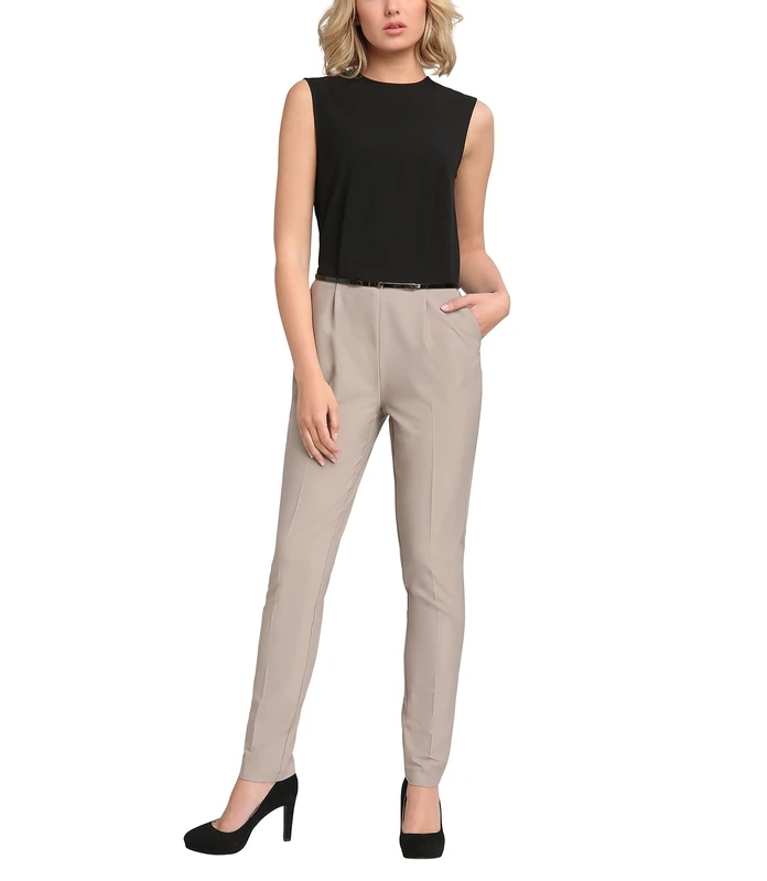 APART Fashion Women's 20685 Jumpsuit, Multicolour (Schwarz-Taupe Schwarz-Taupe), 18