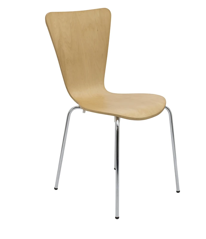 Office Hippo Heavy Duty Cafe Bistro Stacking Chair, Wood, Suitable For Commercial Use - Beech, Pack of 4