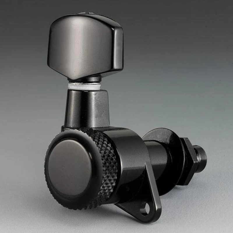 Schaller M6 135 Locking Machine Heads - Blackchrome - 3L/3R - Large Metal - 19.5mm Locking Post Mechanics for Electric Guitar - Set of 6