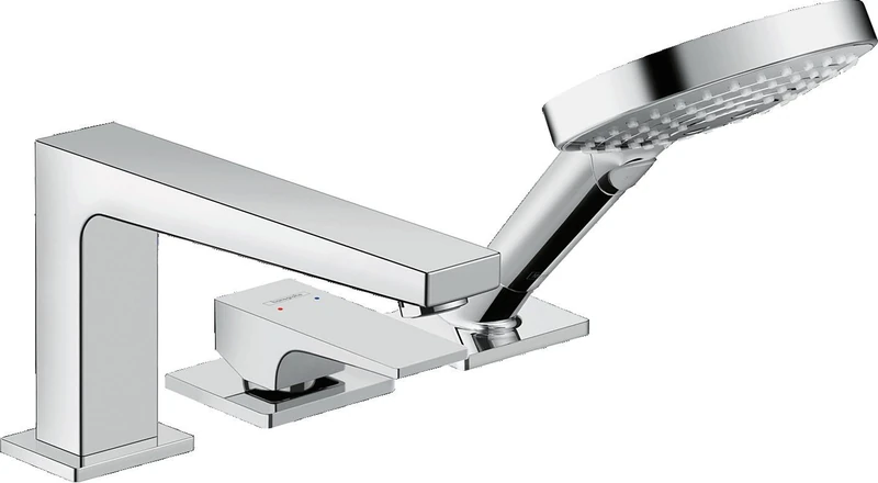 hansgrohe Metropol 3-hole rim-mounted single lever bath mixer with lever handle for Secuflex, chrome, 32550000