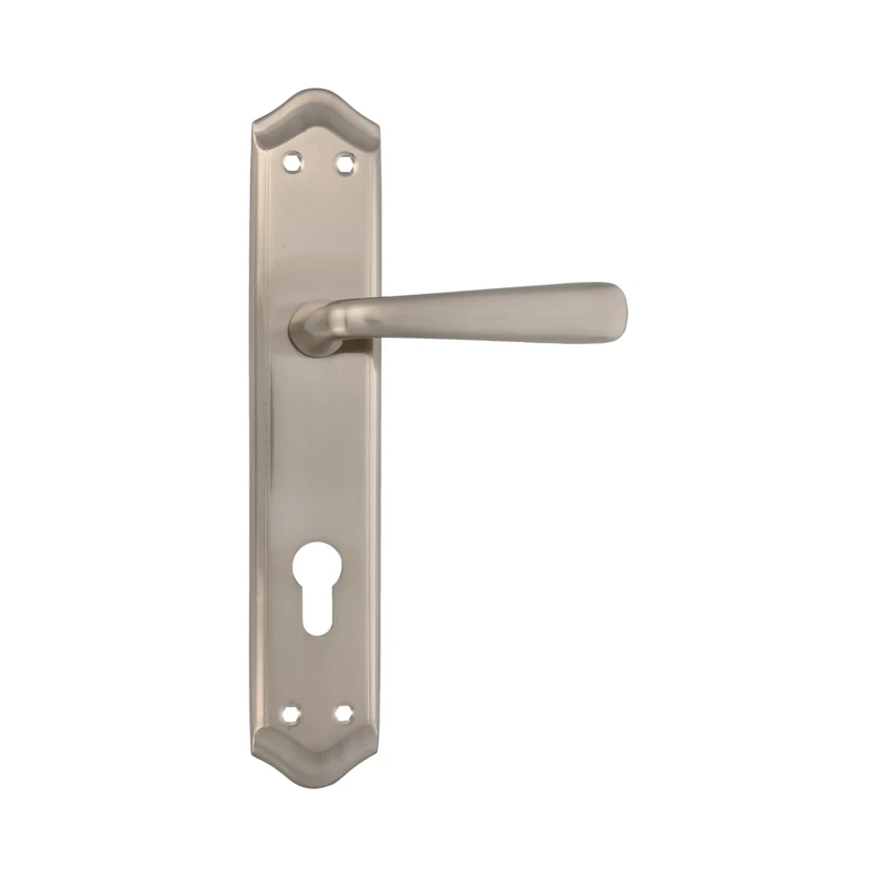 Amig - Set of 2 Door Handles with 85 mm Mouthpiece | Brass | Matt Chrome-Plated | Door Handles for Interior Doors of Passage and Entrance | 256 x 48 mm | Square 8 mm | Includes Screws
