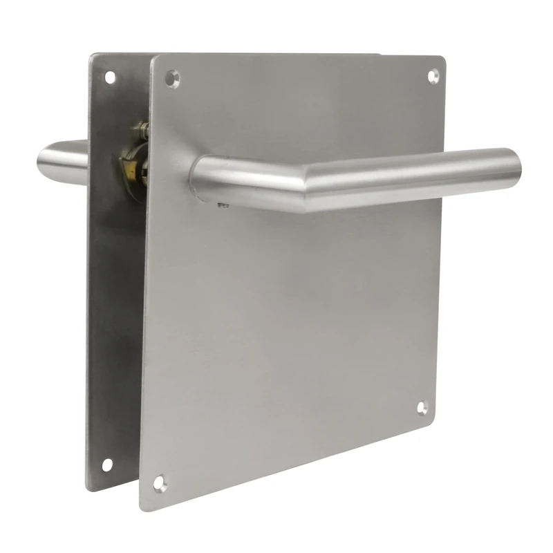 Amig - Door Handle Set with Plate - Mod. 7C - Stainless Steel 18/8-180 x 180 mm - Square 8 mm - Matt Silver