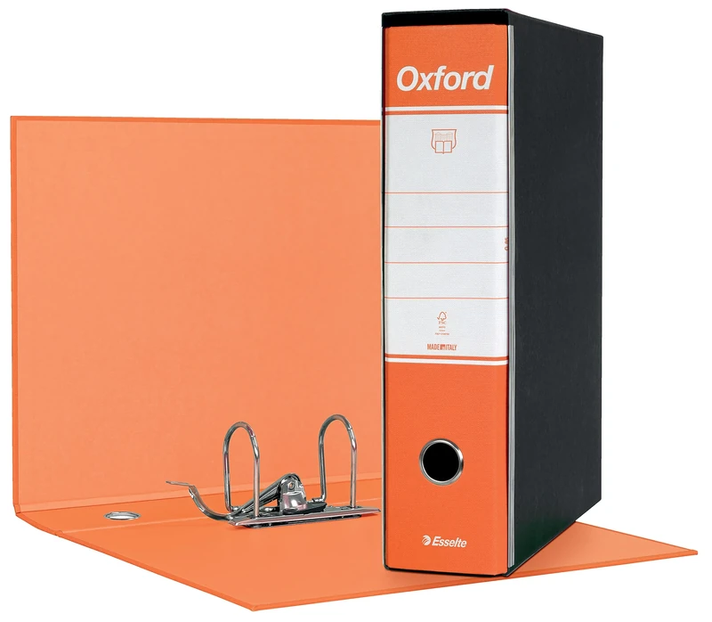 Esselte Oxford Folder with Clock Movement No. 1 in Protocol Format with 8 cm Spine - Orange, Pack of 6
