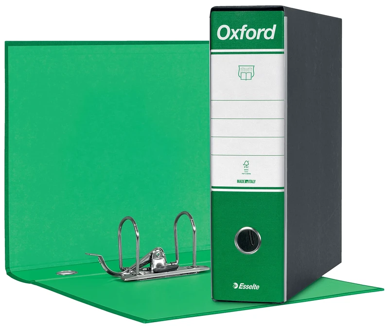 Esselte Oxford 390783180 G83 Recorder with Case, with Lever Mechanism No. 1 in Commercial Format (23 x 30 cm) with 8 cm Spine, Green, Pack of 6