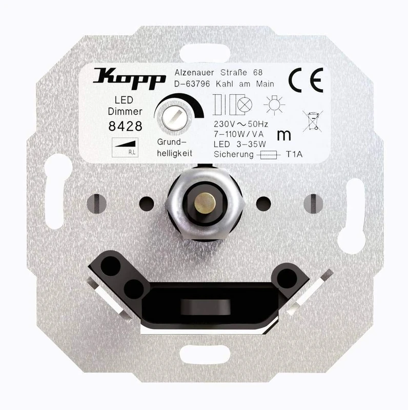 Kopp 842800008 Built-in Dimmer Grey Regulator – Regulators (Intensity Regulator, Built-in, Buttons, Rotary, Grey, Thermoplastic, IP20)