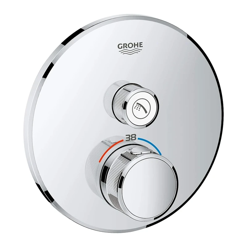 GROHE Grohtherm Smartcontrol Thermostat for Shower, with Concealed Installation and One Valve Round Shape, Chrome Finish, Made In Germany By GROHE Eco-Friendly and Safety Features 29118000