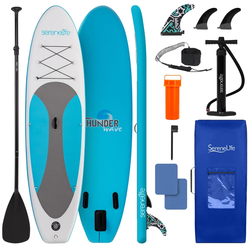 SereneLife Inflatable Stand Up Paddle Board, SUP Board- Paddleboards for Adults and Youth, Surfing Board Kit, 0.63cm Thick Standup Paddleboarding, Non-Slip Deck, Wide Stance, Surf Control w/Backpack