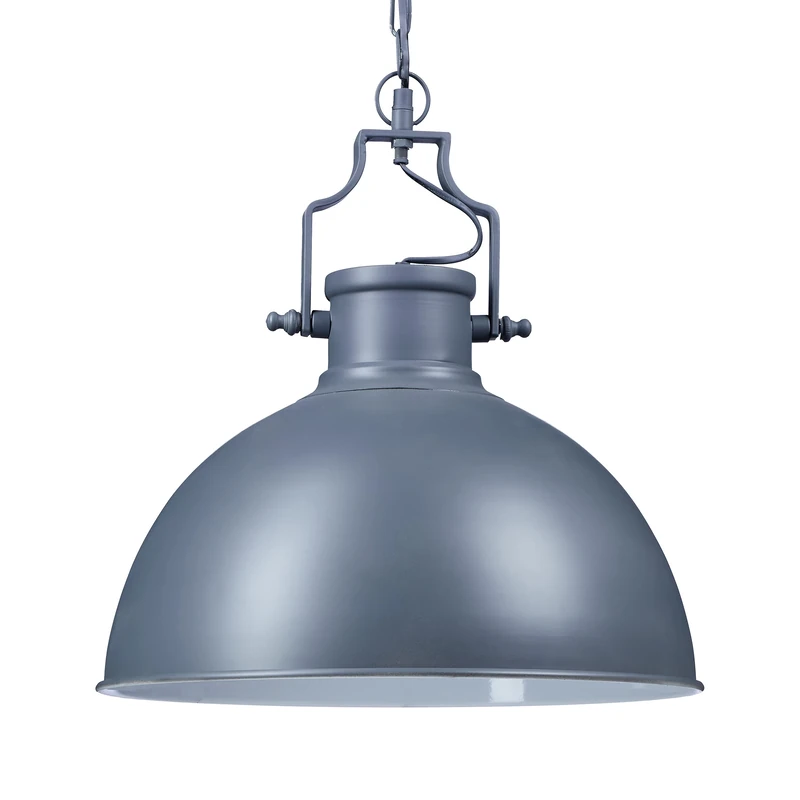 Relaxdays Industrial Design Pendant Light in Shabby Look, Decor for Dining Room, LED, Hanging Lamp, D=40.5 cm, Grey