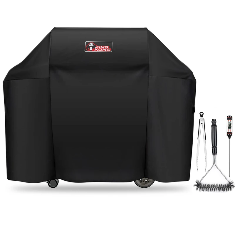 Kingkong 7130 Grill Cover for Weber Genesis II 3 Burner Grill and Genesis 300 Series Grills (Compared to 7130) including Brush, Tongs and Thermometer - Image 1