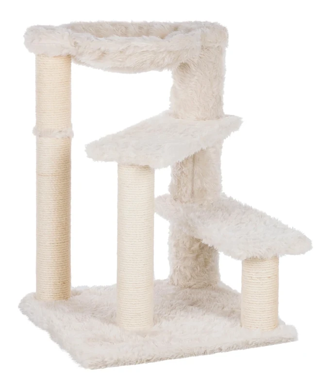 Trixie Baza Senior Cat Tree with Hammock and Steps | Scratching Posts | Cat Playground | Cream, Medium, (44544)