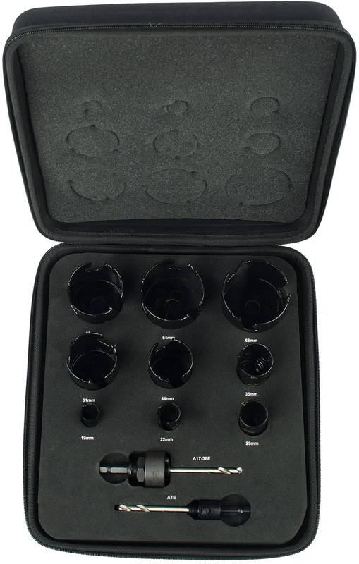 Starrett Tungsten Carbide Tipped Holesaw Kit - 11-Piece KMP09021 Multi Purpose Cut TCT Hole Saw Cutter Kit with Arbors Set - Compatible with Bosch Dewalt Hitachi Festool Milwaukee