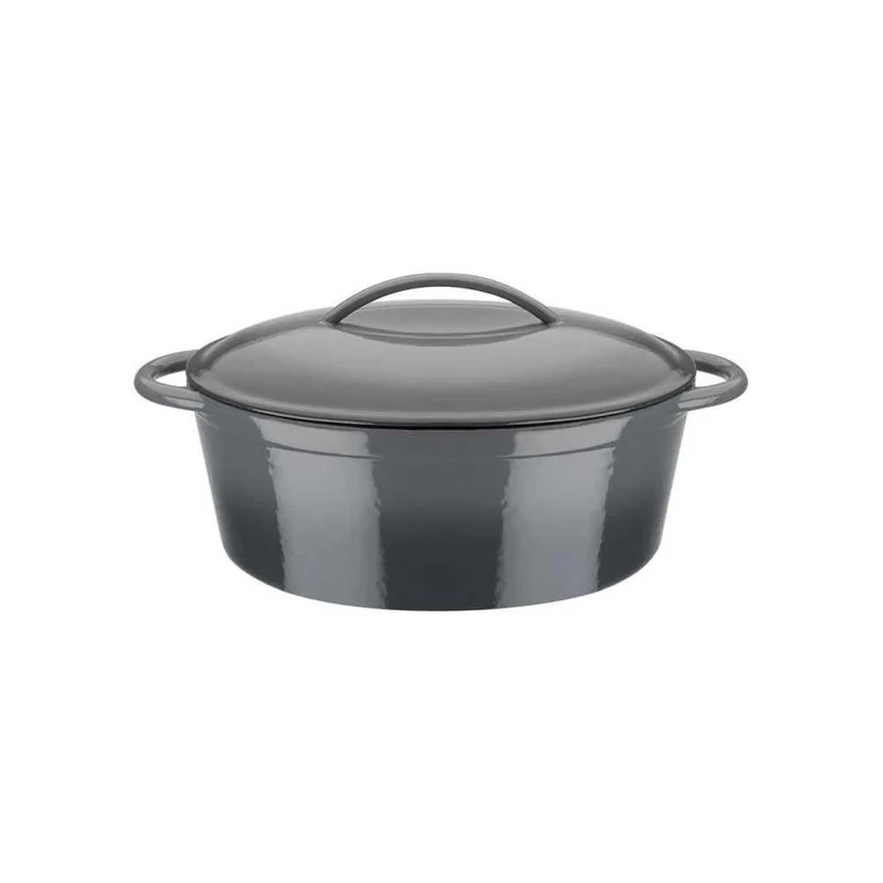 GSW Stahlwaren GmbH Oval Roaster, Grey, 33 x 25 13 cm, 7 L, Cast Iron, 33 x 25 x 13 cm