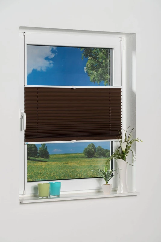 K-home Pleated Blackout Blind, Polyester, Chocolate, 80 x 210 (W x L)