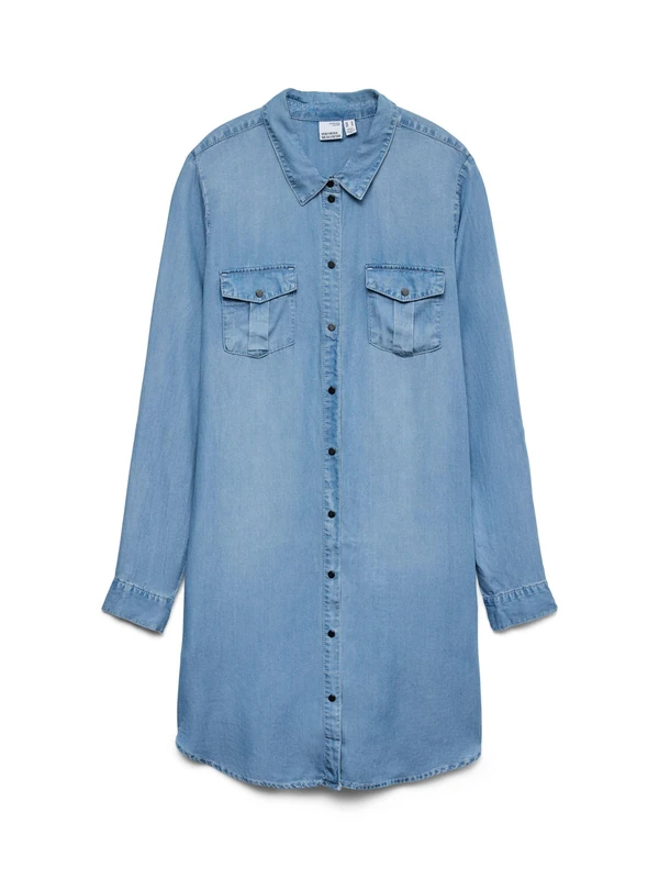 Vero Moda Women's Vmsilla Ls Short Lt Bl Noos Ga Dress, Blue (Light Blue Denim Light Blue Denim), XL UK