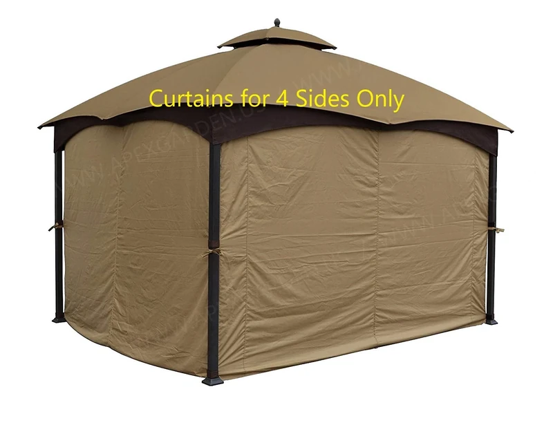 APEX GARDEN Universal Privacy Curtain Set for 10' x 12' Gazebo (Beige) - Image 1