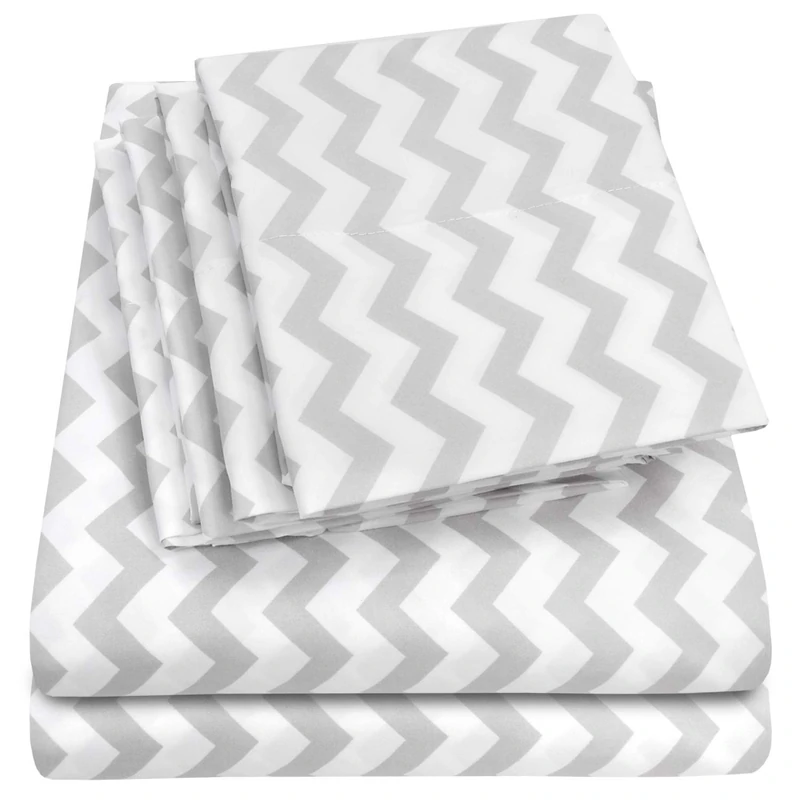 Sweet Home Collection Queen 6 Piece 1500 Supreme Collection Fine Brushed Microfiber Deep Pocket Queen Sheet Set Bedding - 2 Extra Pillow Cases, Great Value, Chevron Gray - Image 1